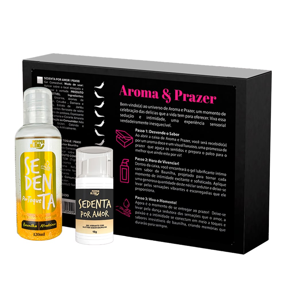 Kit Aroma E Prazer Com óleo Bifásico E Gel Beijável Sedenta Pepper Blend