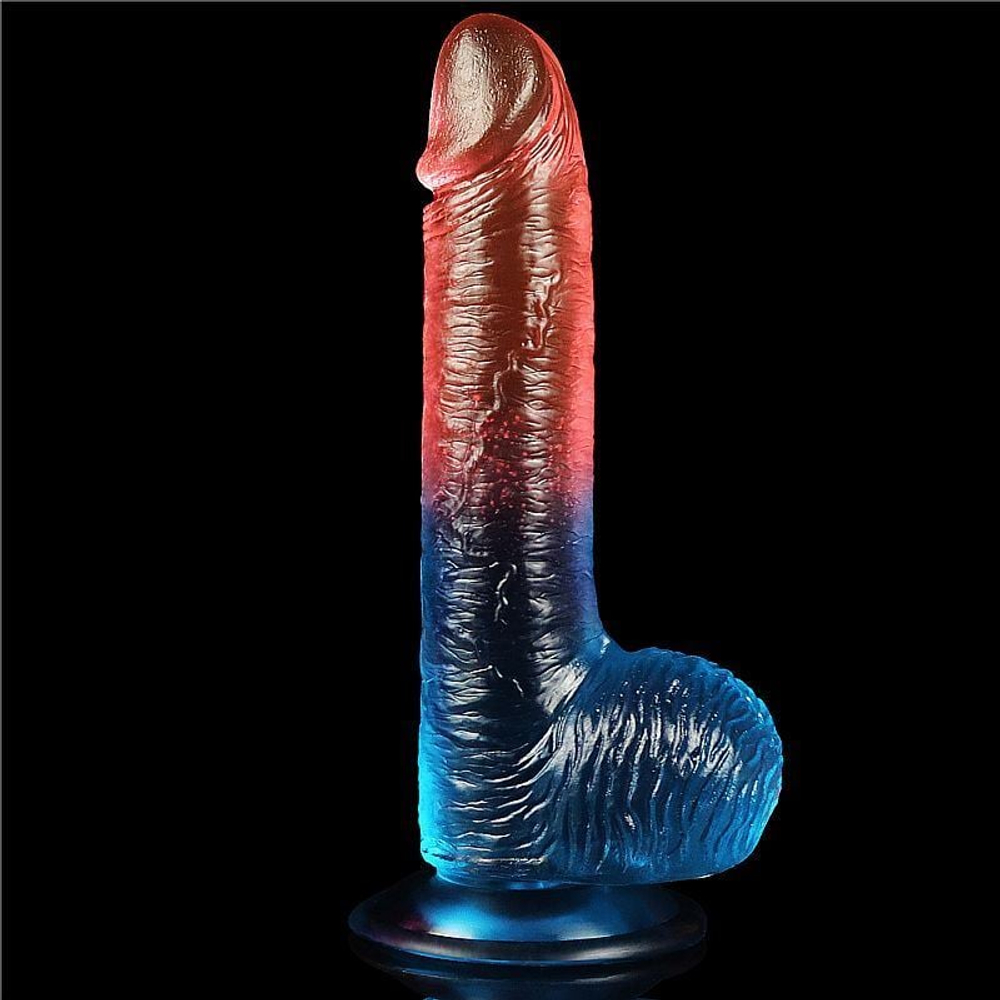 Prótese Ralística Com Escroto E Ventosa 20 X 3,5cm Duo Color 7.5 Dazzle Studs Lovetoy