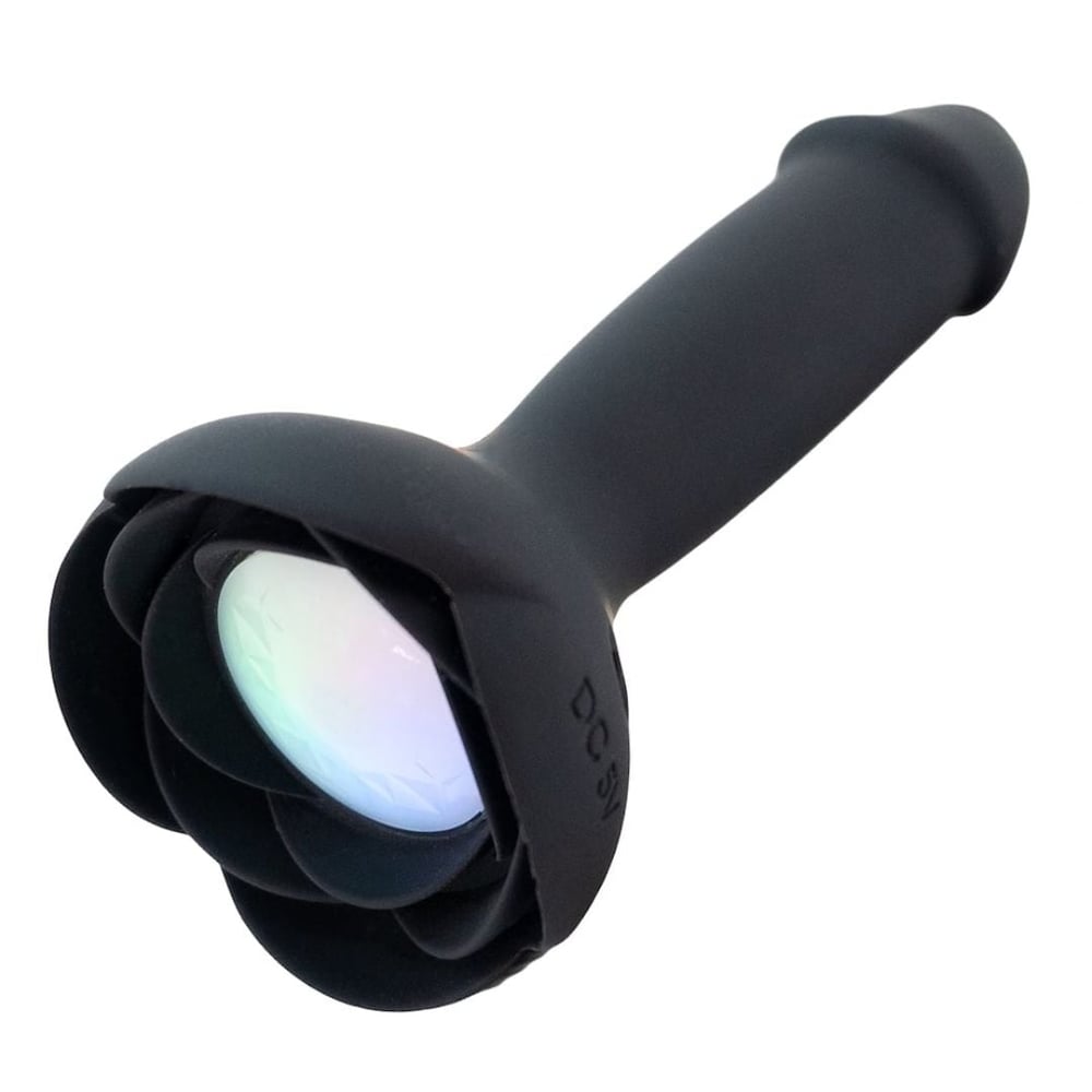 Plug Anal Silicone Formato De Pênis Com Led E 10 Modos De Vibração