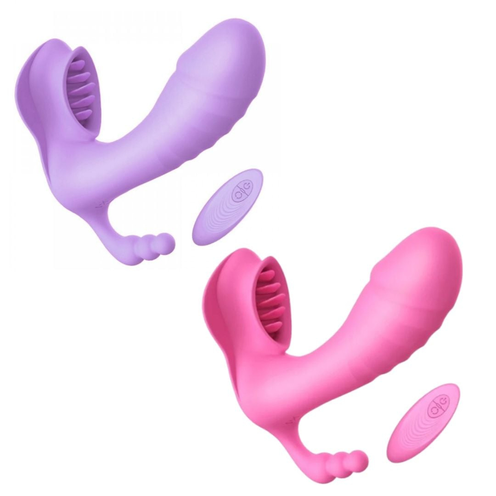 Estimulador Clitoriano Angelina 7 Vibrações Com Penetrador E Controle Wirelles