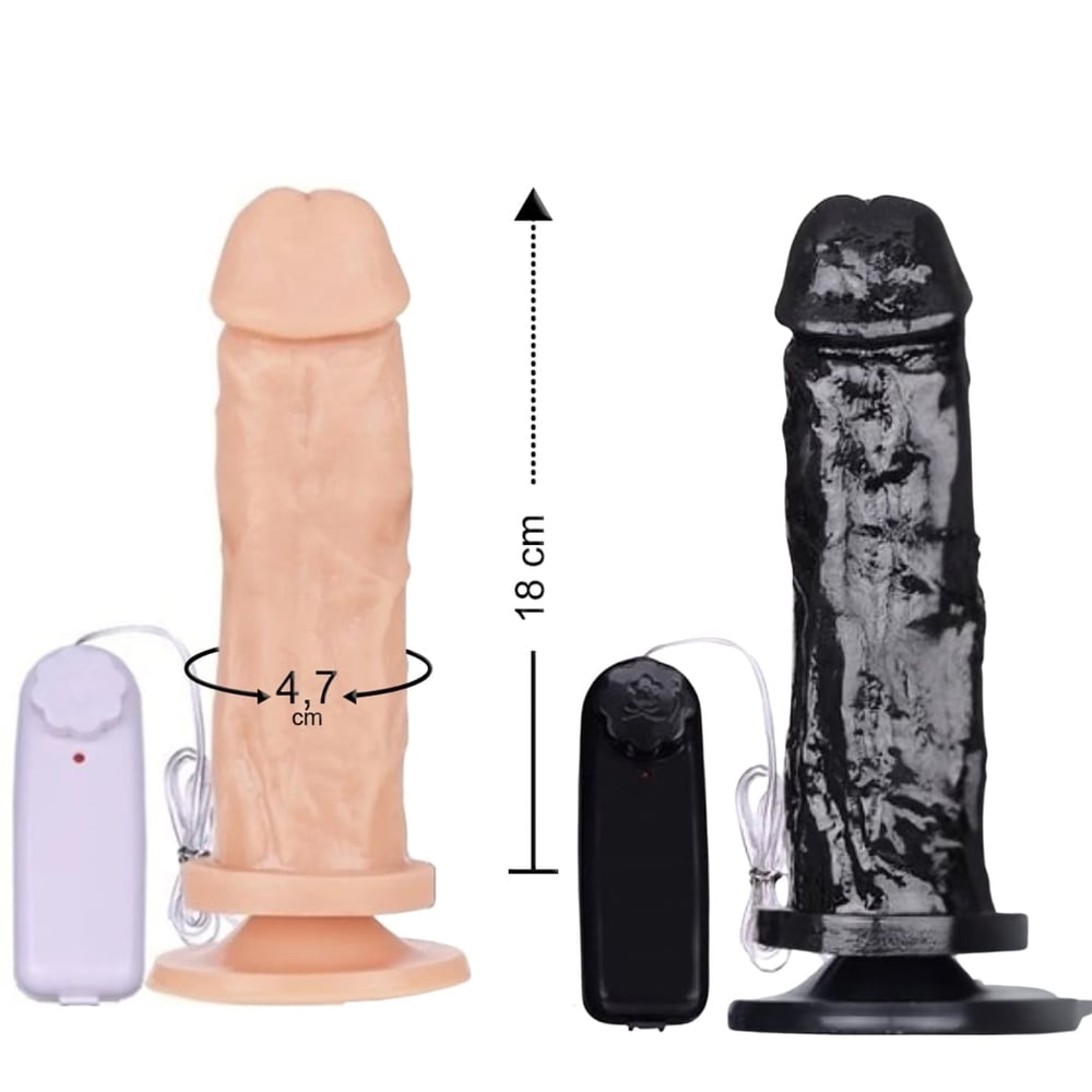 Prótese Com Vibro Controle Externo Black 18 X 4,7cm K Import