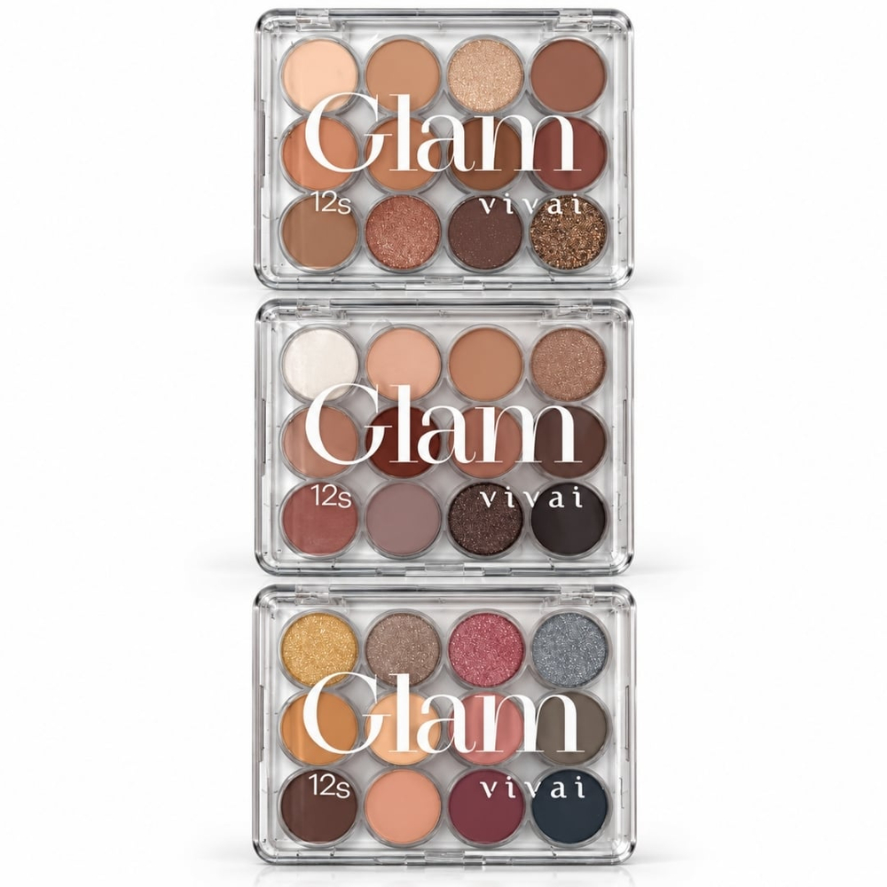 Estojo De Sombra Glam Com 12 Cores Vivai