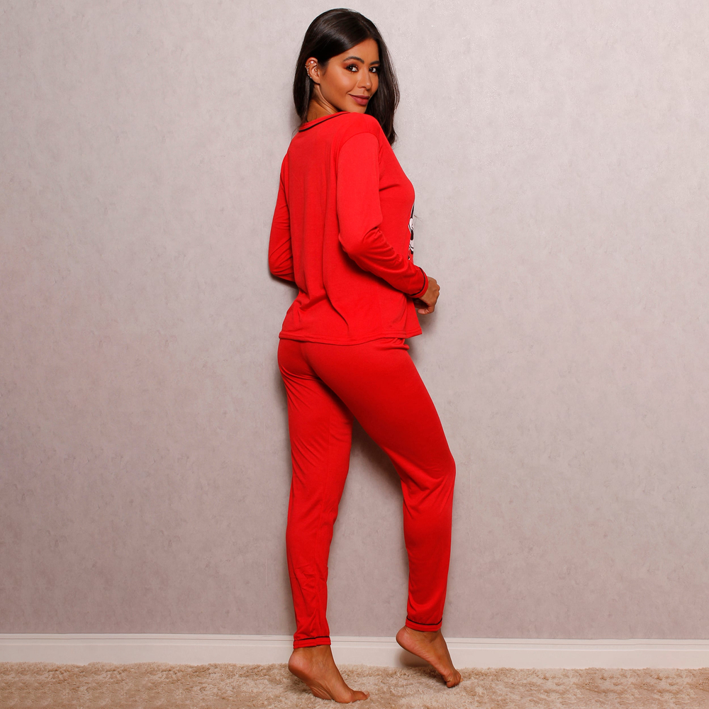 Pijama Feminino Personagens Com Calça E Blusa De Manga Longa Lust Chick