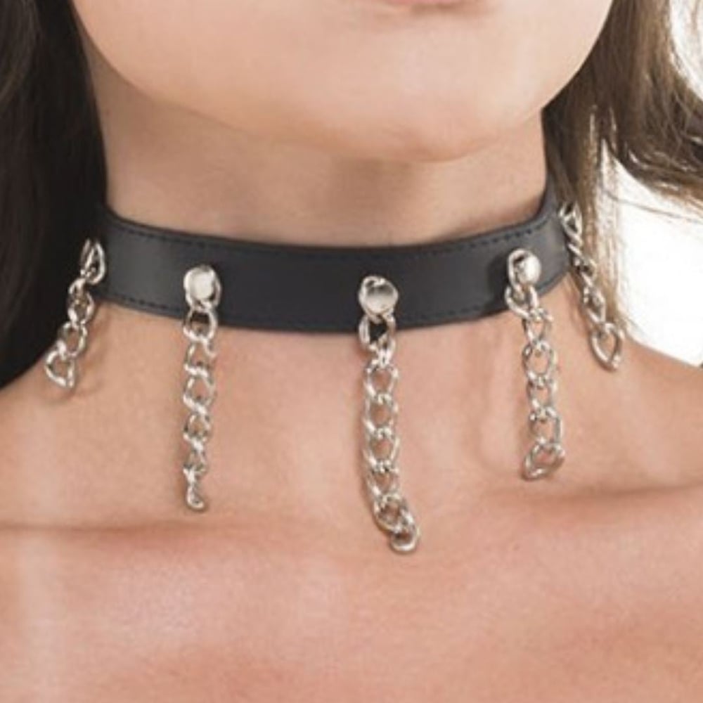 Coleira Com Correntes Linha Sado Sexy Fantasy