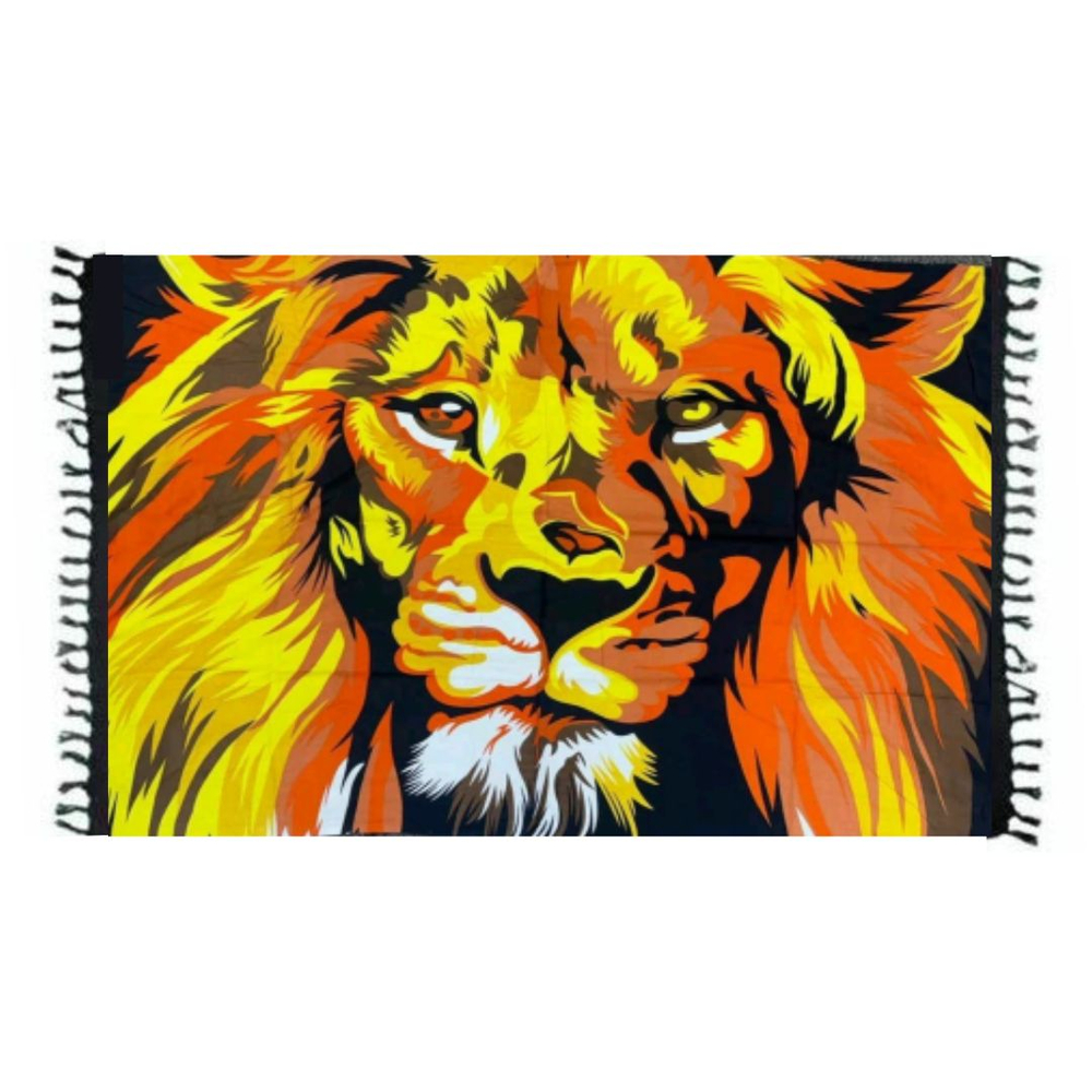 Canga De Praia Estampada Em Poliéster Leão Colorido Hangar
