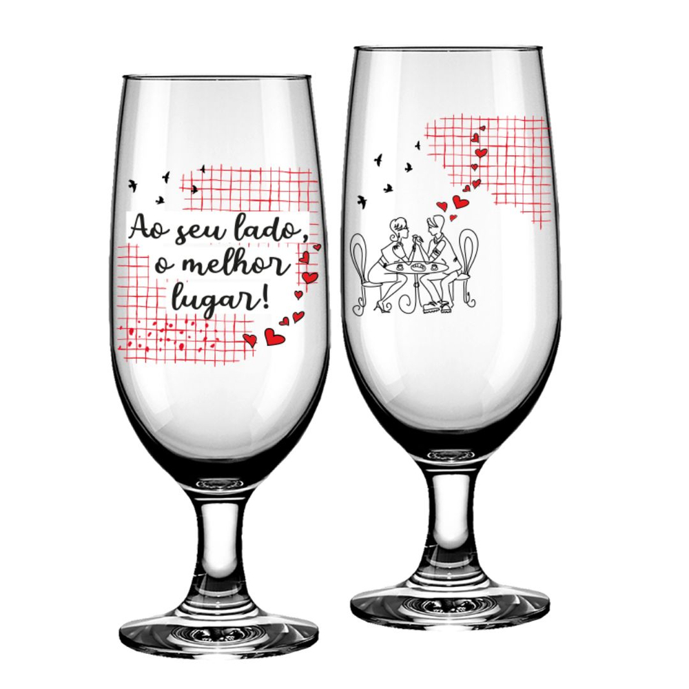 Kit 2 Taças De Cerveja Melhor Lugar 300ml Simas Presentearia