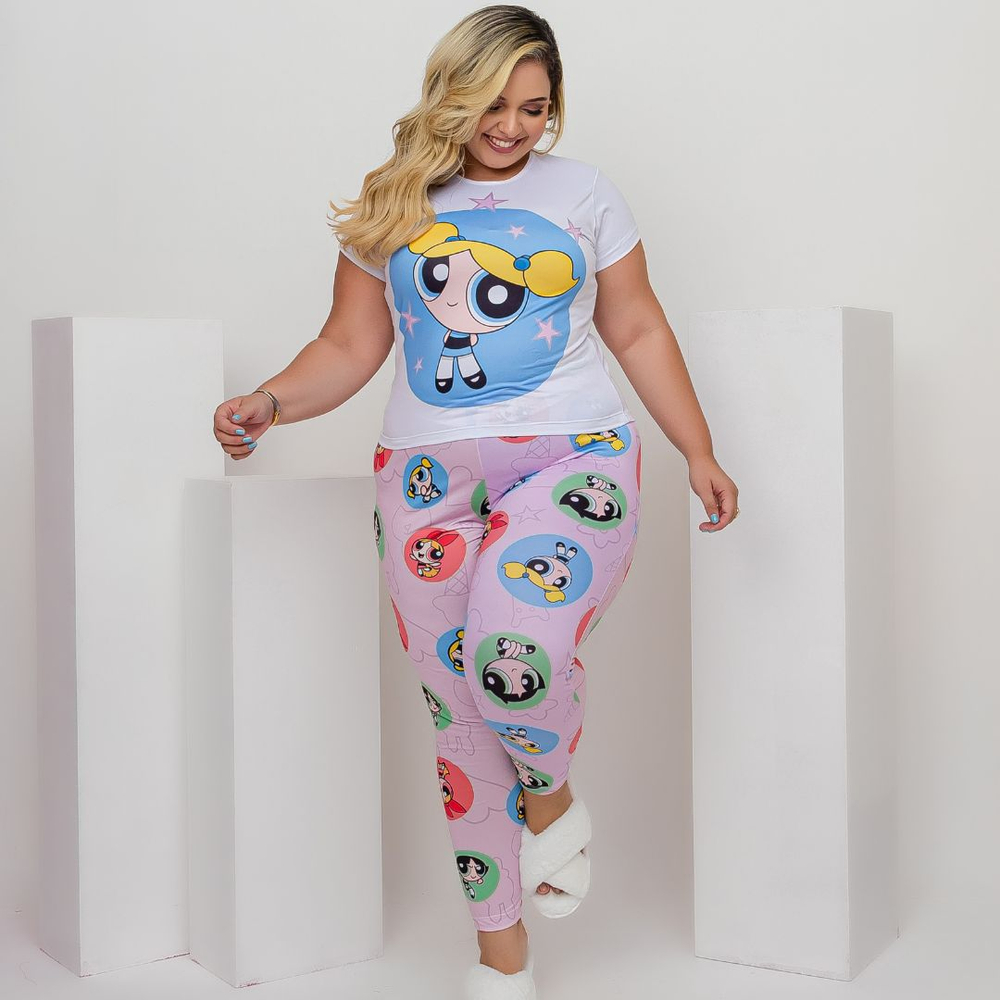 Pijama Sonho Plus Size Com Calça E Camiseta Lindinha Amável