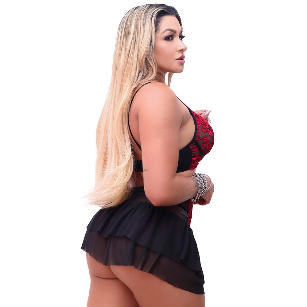 Conjunto Meia Taça Com Saia Kisses Tallyta Moda Apimentada