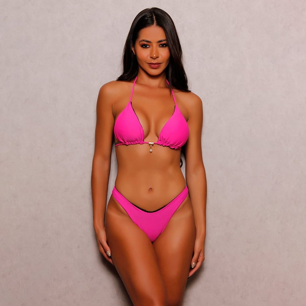 Biquíni Cortininha Texturizado Com Calcinha Asa Delta Linha Premium