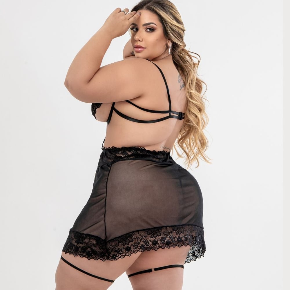 Camisola Sensual Plus Size Em Renda Presente De Amor Tallyta