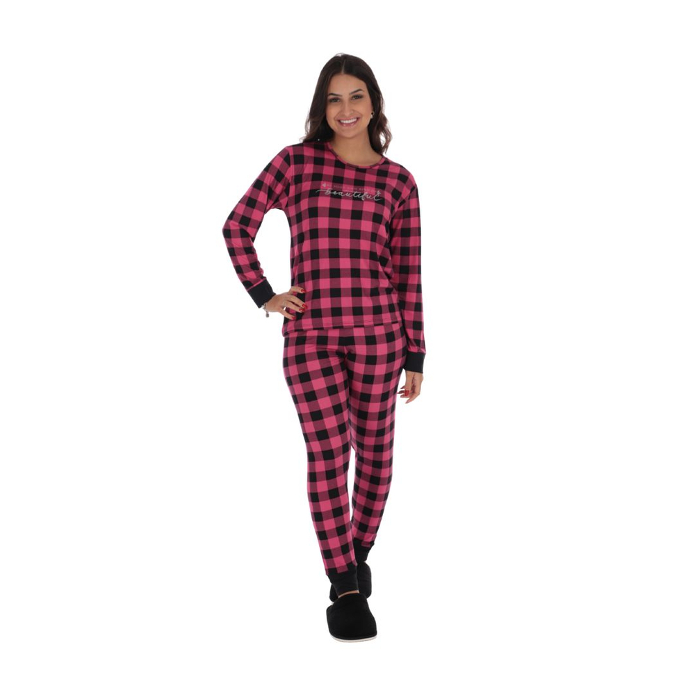 Pijama Suede Total Print Xadrez Variados Victory