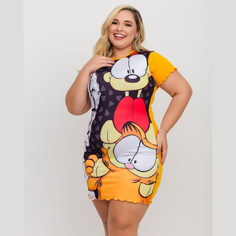 Camisola Encanto Plus Size Garfield E Odie Amável Moda íntima