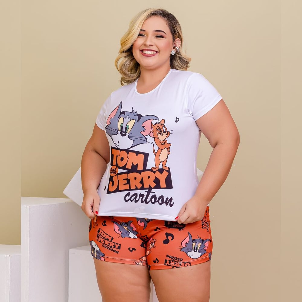 Short Doll Conforto Plus Size Tom E Jerry Amável Moda íntima
