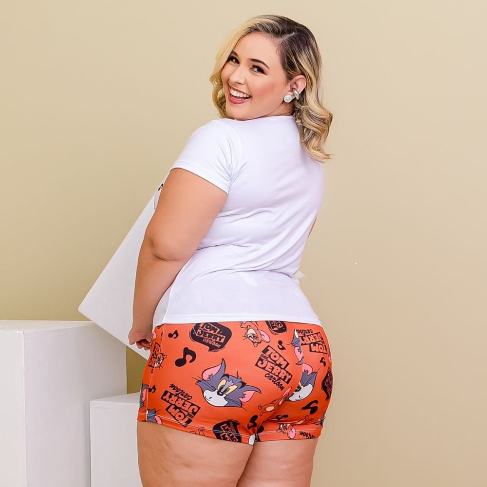 Short Doll Conforto Plus Size Tom E Jerry Amável Moda íntima