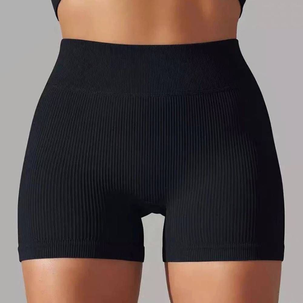 Short Fitness Canelado Reforçade Com Cintura Dupla