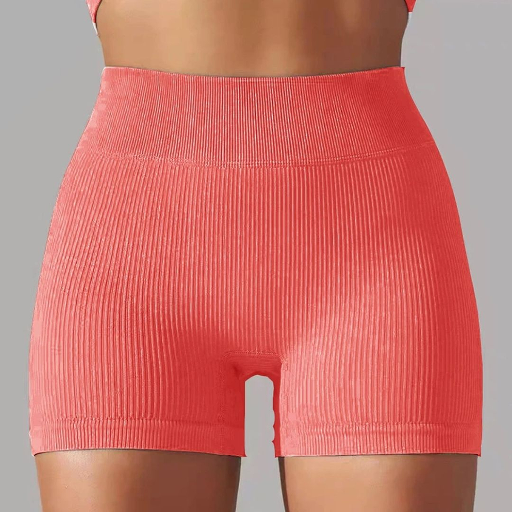 Short Fitness Canelado Reforçade Com Cintura Dupla