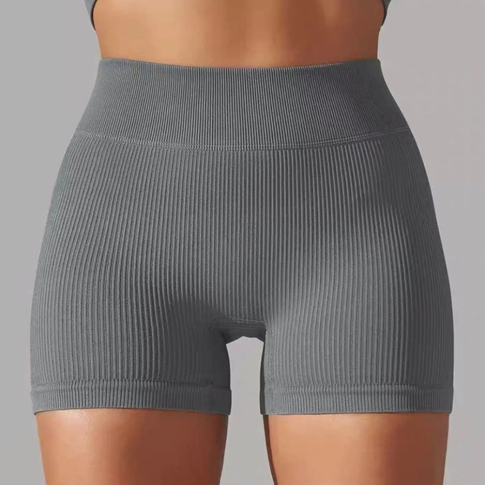 Short Fitness Canelado Reforçade Com Cintura Dupla