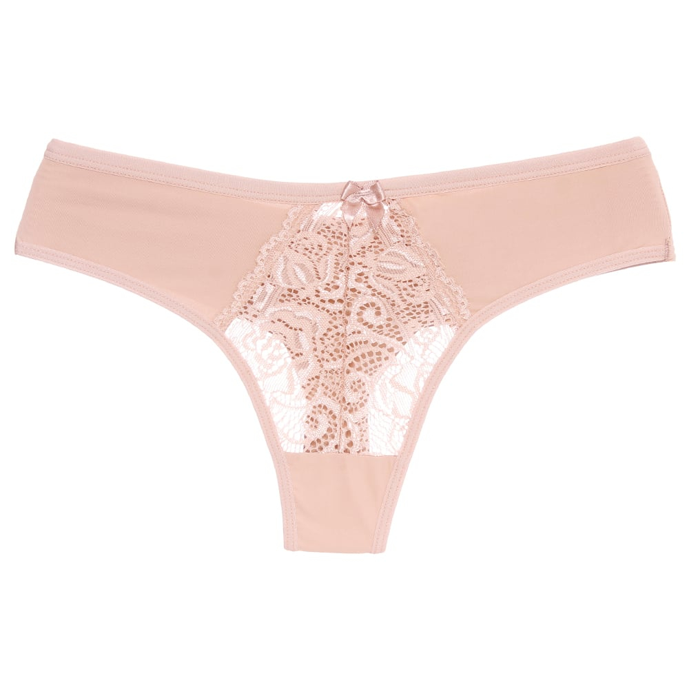 Calcinha Fio Dental Duplo Em Microfibra Com Detalhes Em Renda Dy Girl