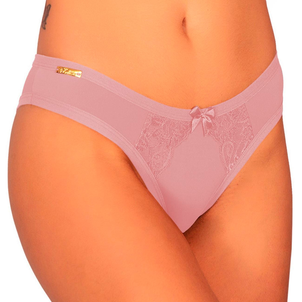 Calcinha Microfibra Leila Com Detalhes Em Renda Edima