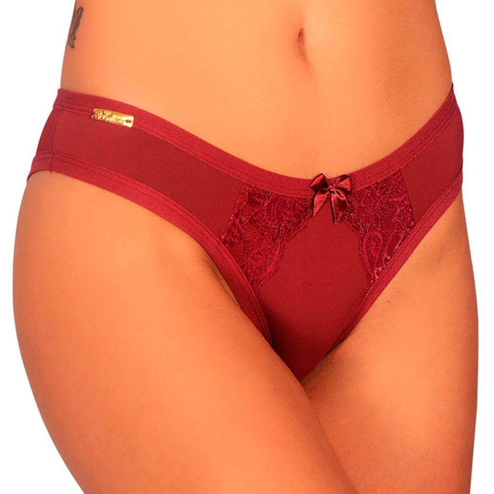 Calcinha Microfibra Leila Com Detalhes Em Renda Edima