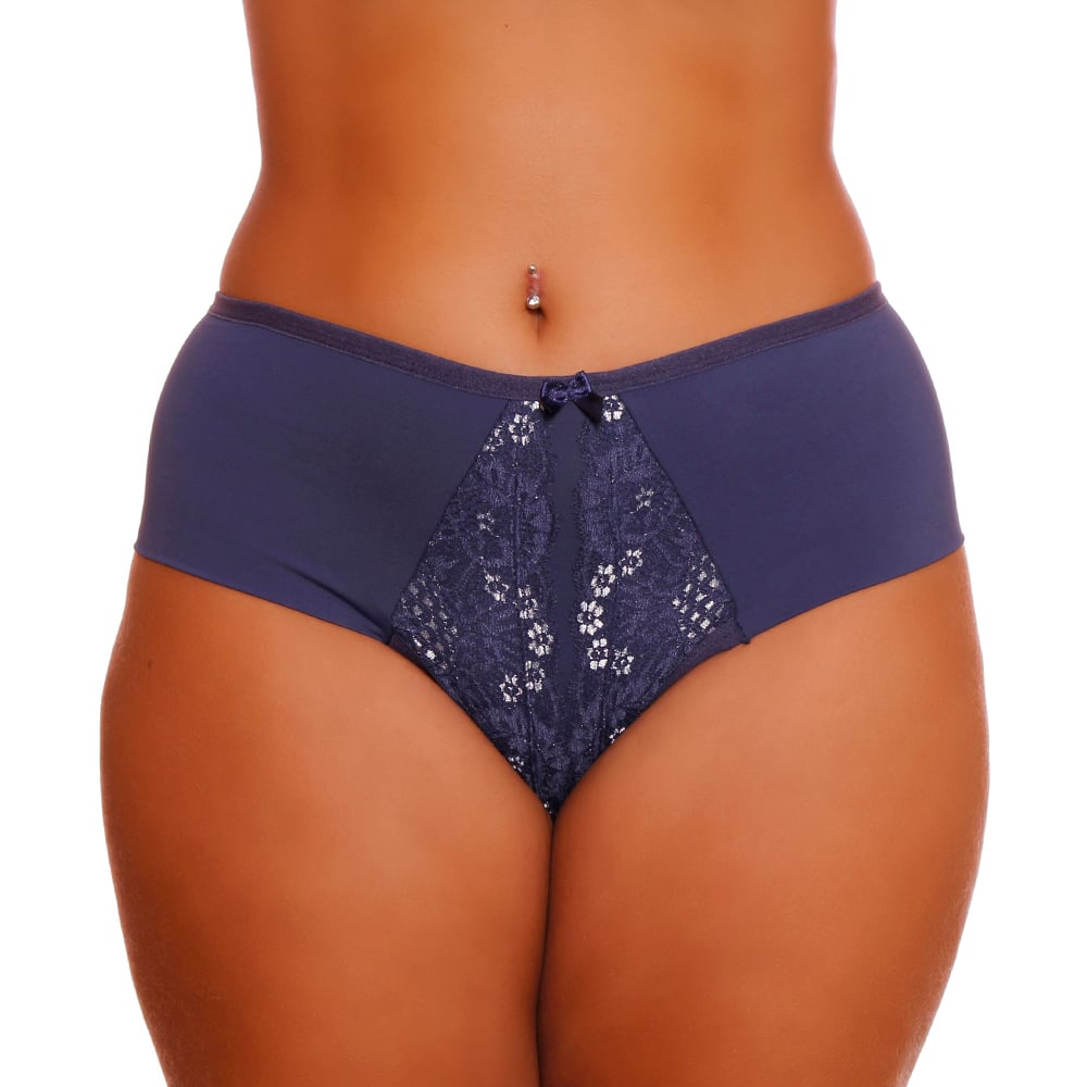 Calcinha Cintura Dupla Microfibra Com Renda Plus Size Dy Girl