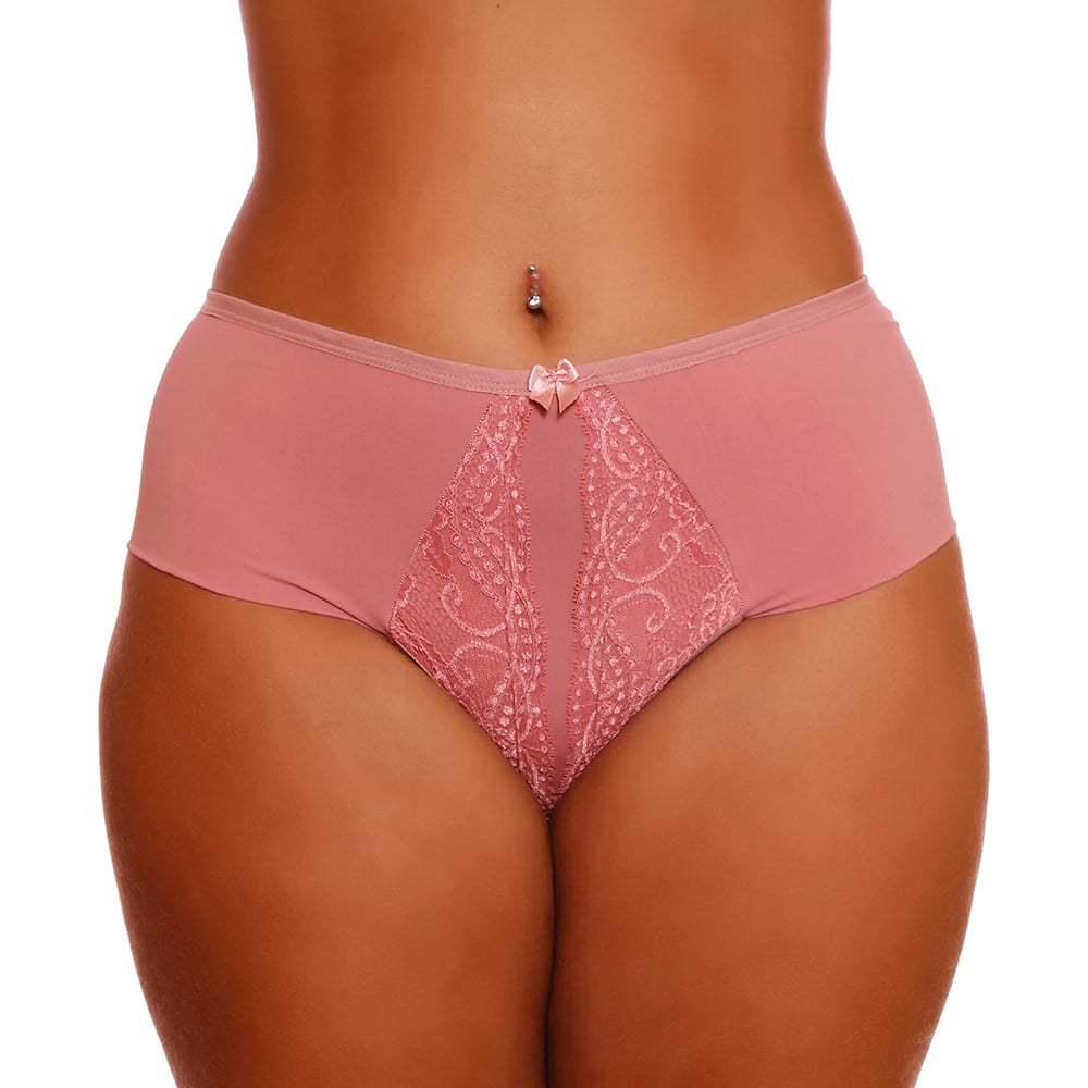 Calcinha Cintura Dupla Microfibra Com Renda Plus Size Dy Girl