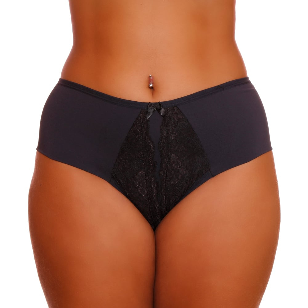 Calcinha Cintura Dupla Microfibra Com Renda Plus Size Dy Girl