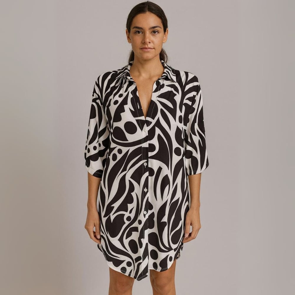 Saída De Praia Com Ponta Estampa Natureza Linha Premium Hangar 