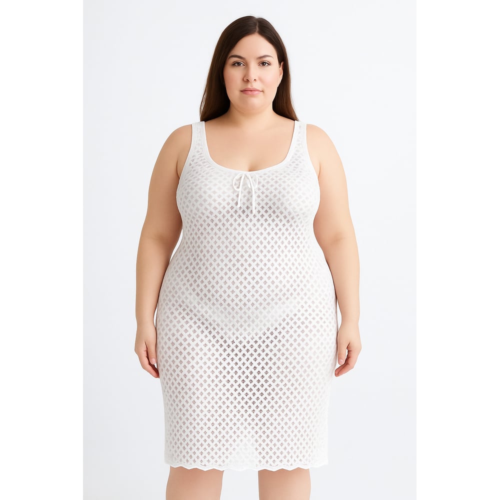 Saída De Praia Vestido Plus Size Em Tricot Coleção Reveillon