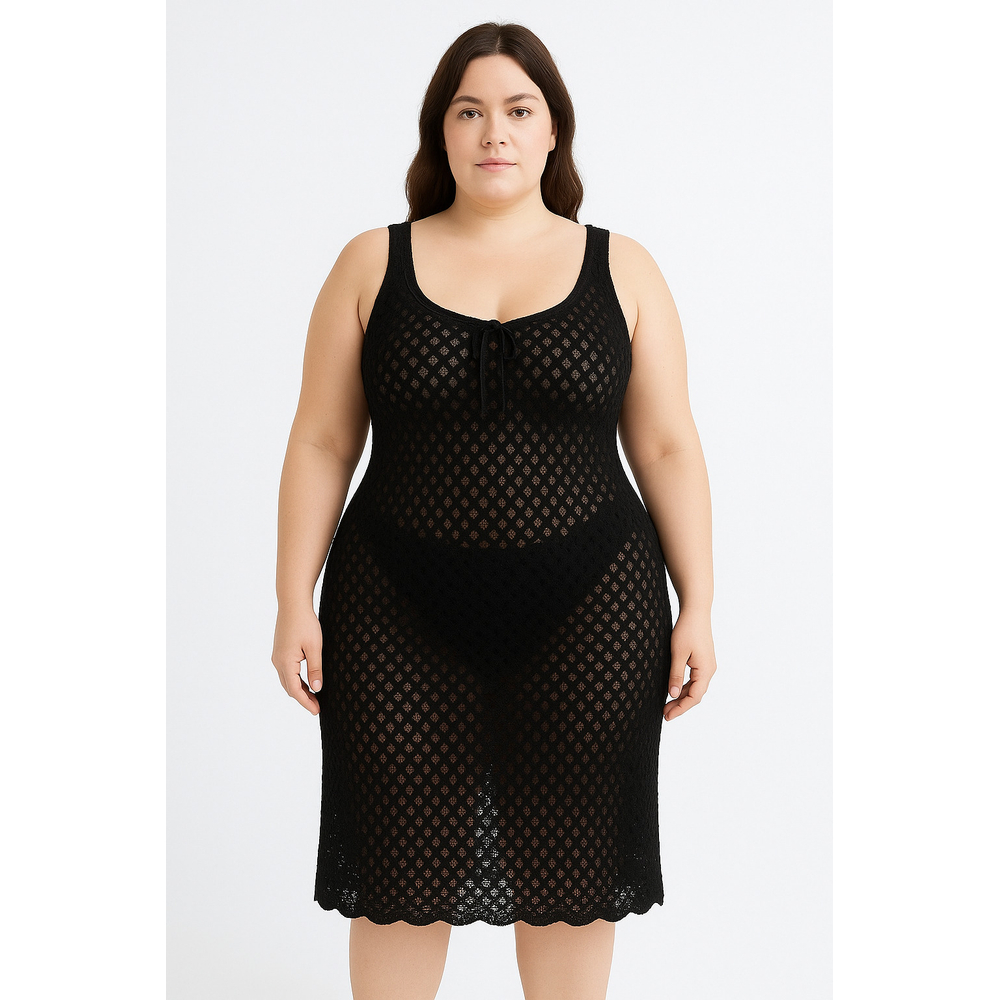 Saída De Praia Vestido Plus Size Em Tricot Coleção Reveillon