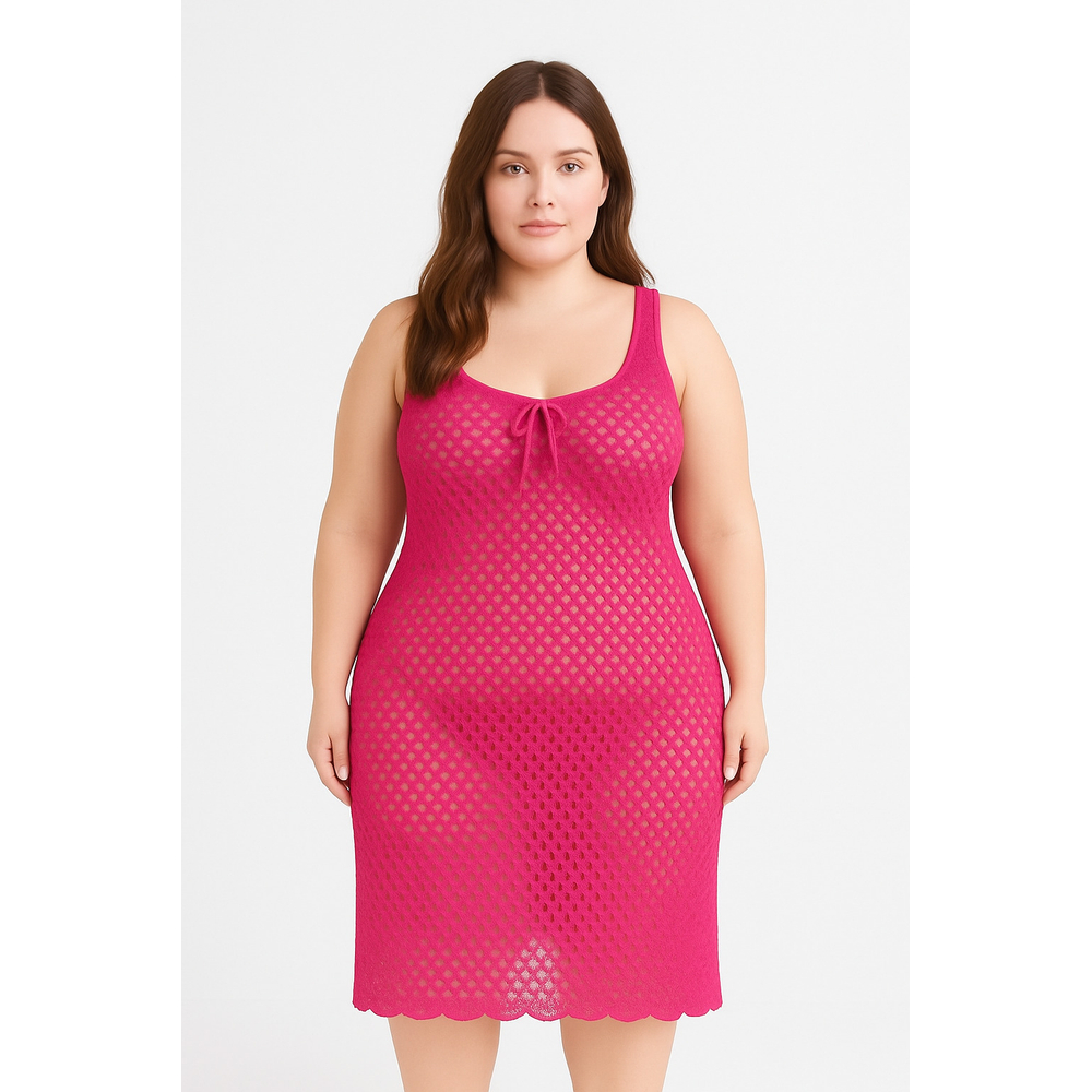 Saída De Praia Vestido Plus Size Em Tricot Coleção Reveillon