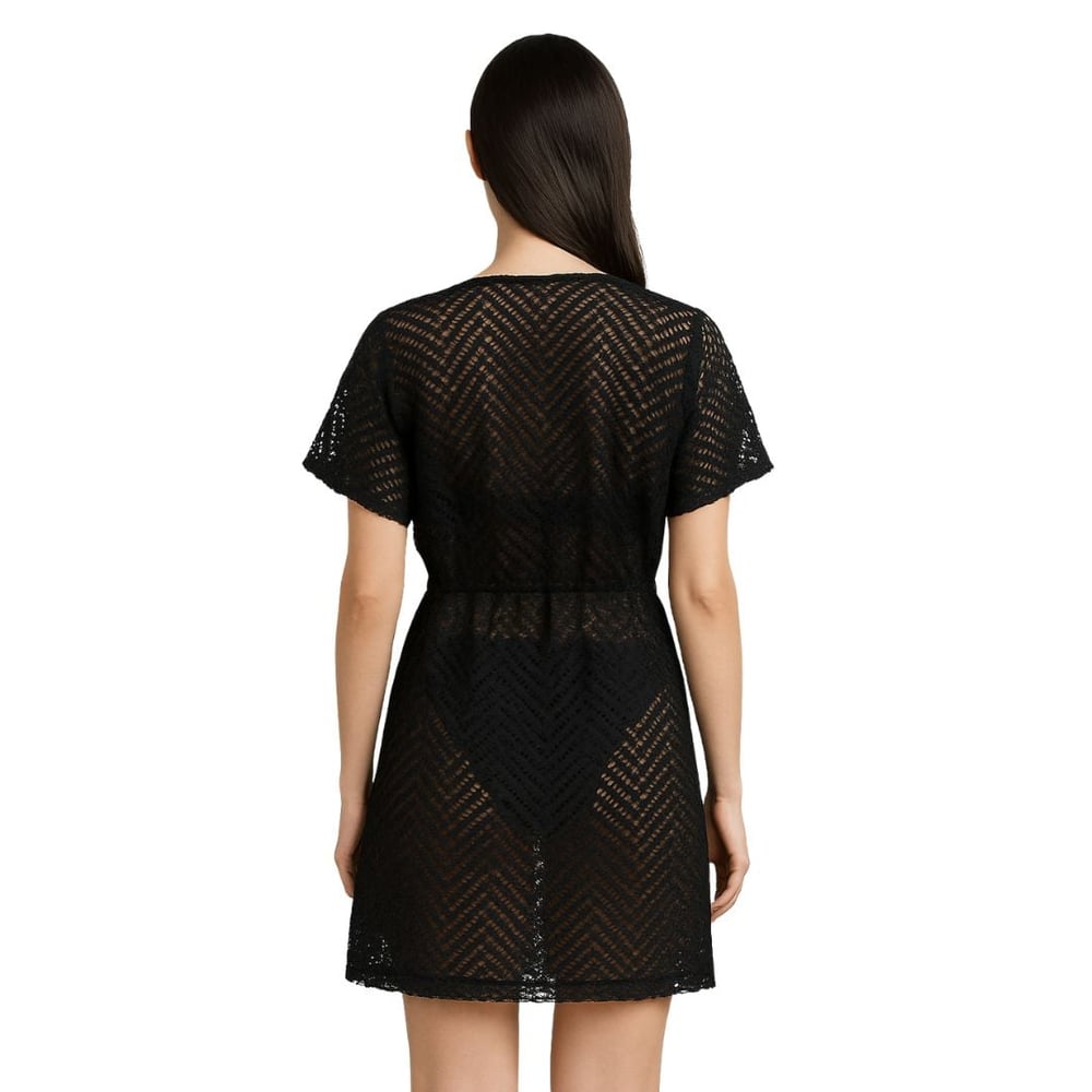 Saída De Praia Kimôno Em Renda Com Abertura Frontal Pink Lingerie