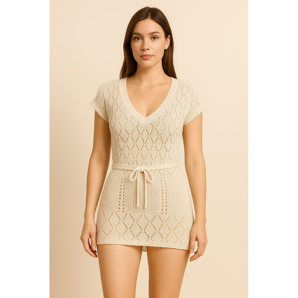 Saída De Praia Vestido Em Tricot Coleção Reveillon