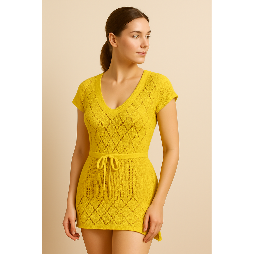 Saída De Praia Vestido Em Tricot Coleção Reveillon