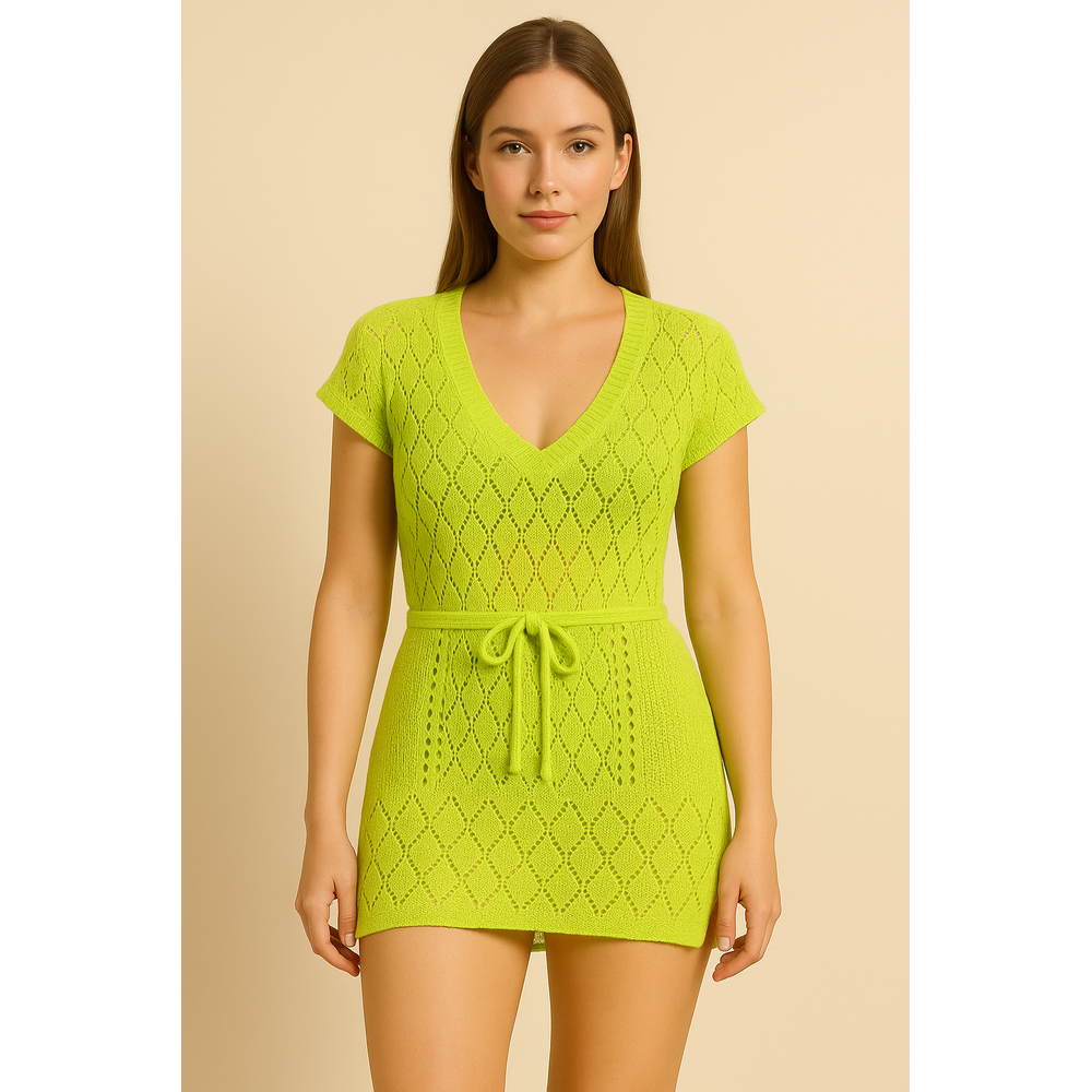 Saída De Praia Vestido Em Tricot Coleção Reveillon