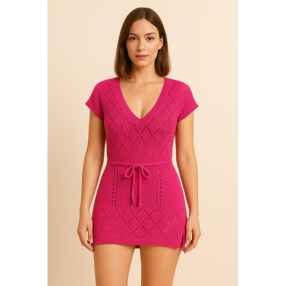 Saída De Praia Vestido Em Tricot Coleção Reveillon