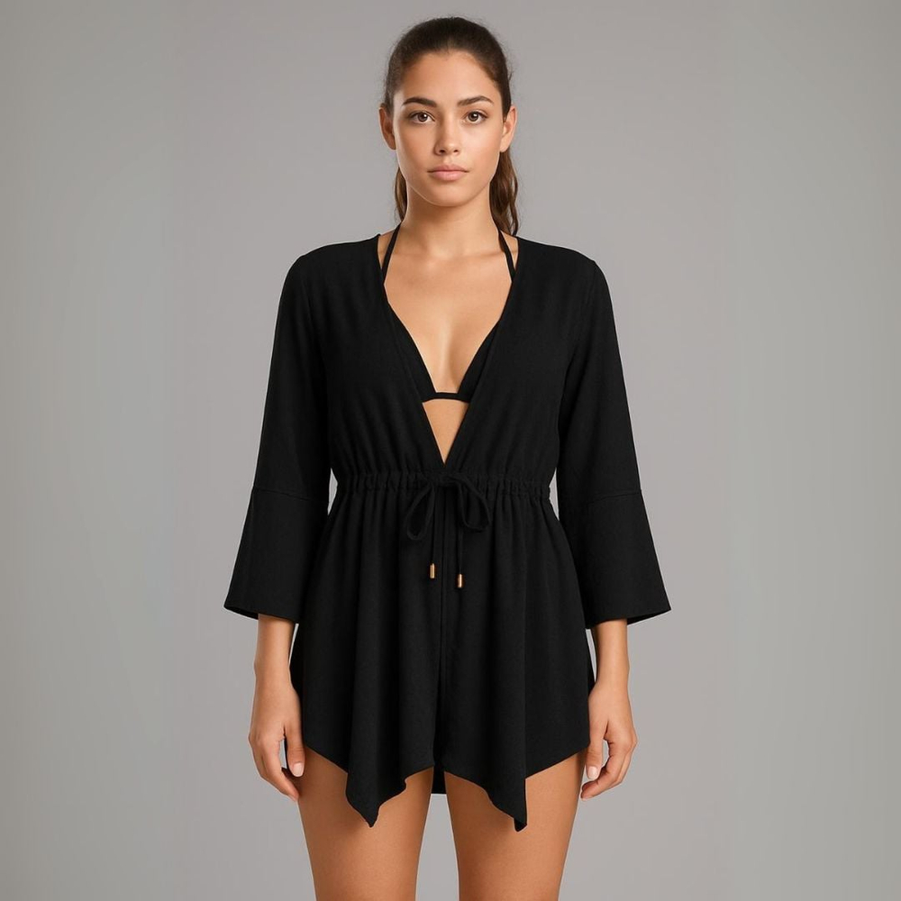 Saída De Praia Com Ponta Linha Premium Hangar Lingerie