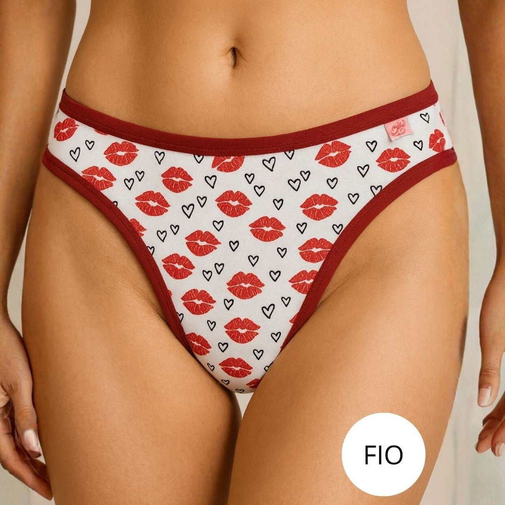 Calcinha Fio Duplo Microfibra Estampada Beth Lingerie