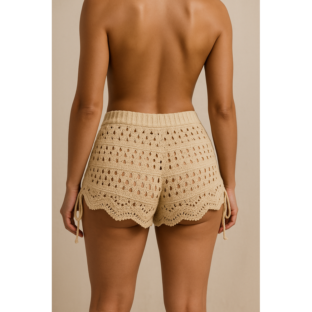 Saída De Praia Shortinho Em Tricot Coleção Reveillon