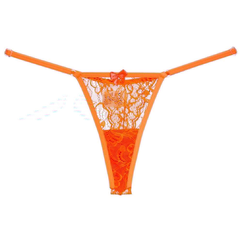 Calcinha Fio Dental Neon Em Renda Com Regulagem Xzero