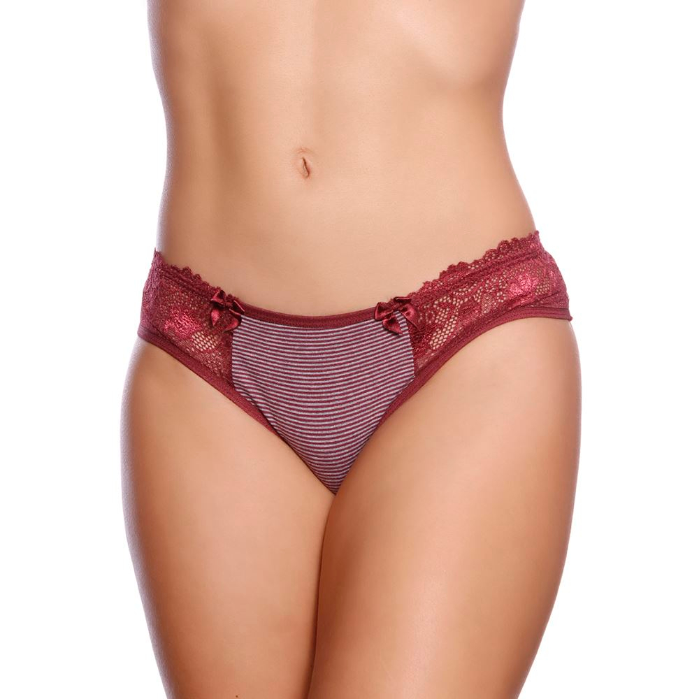 Calcinha Ana Paula Em Cotton Com Listra E Renda Patitex