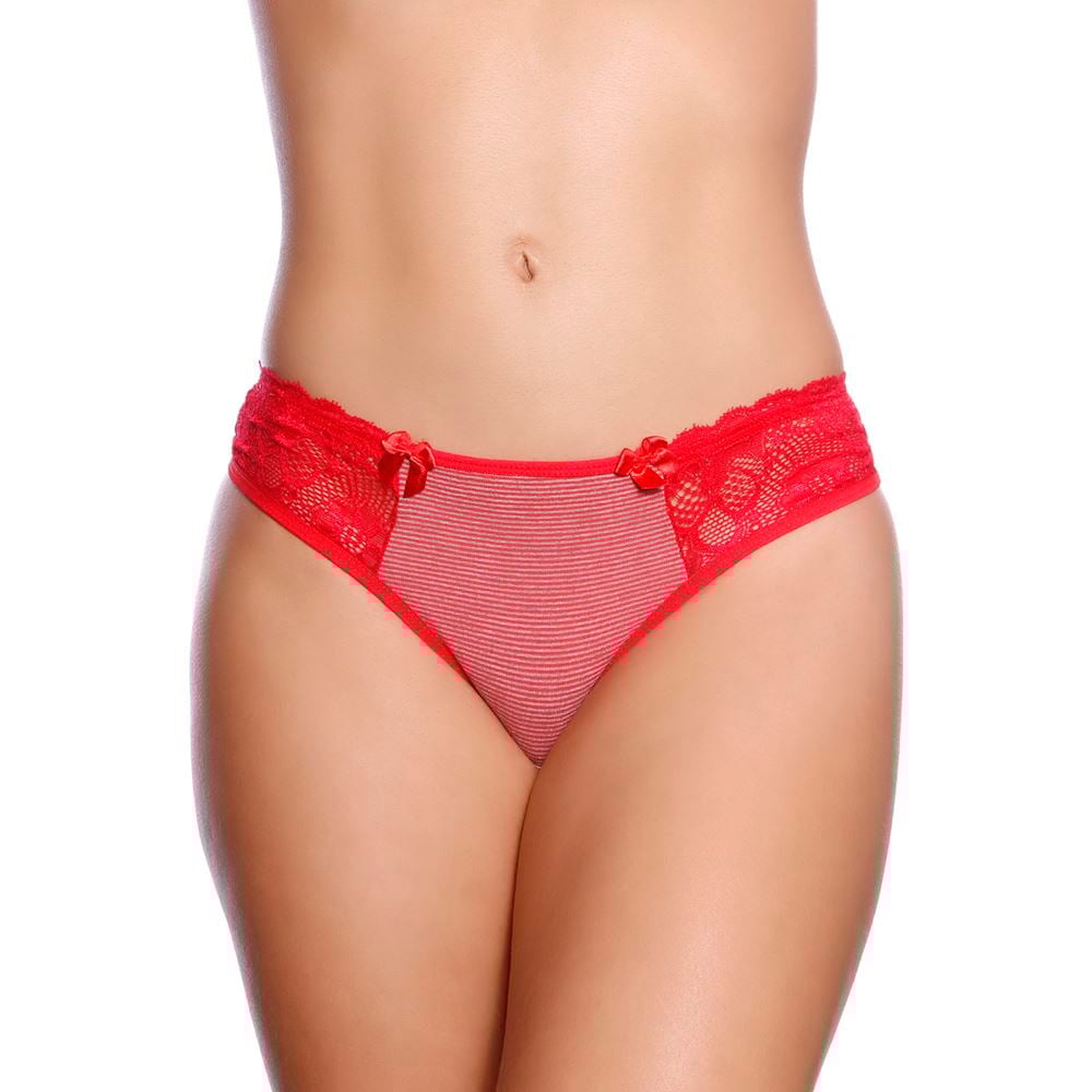 Calcinha Ana Paula Em Cotton Com Listra E Renda Patitex