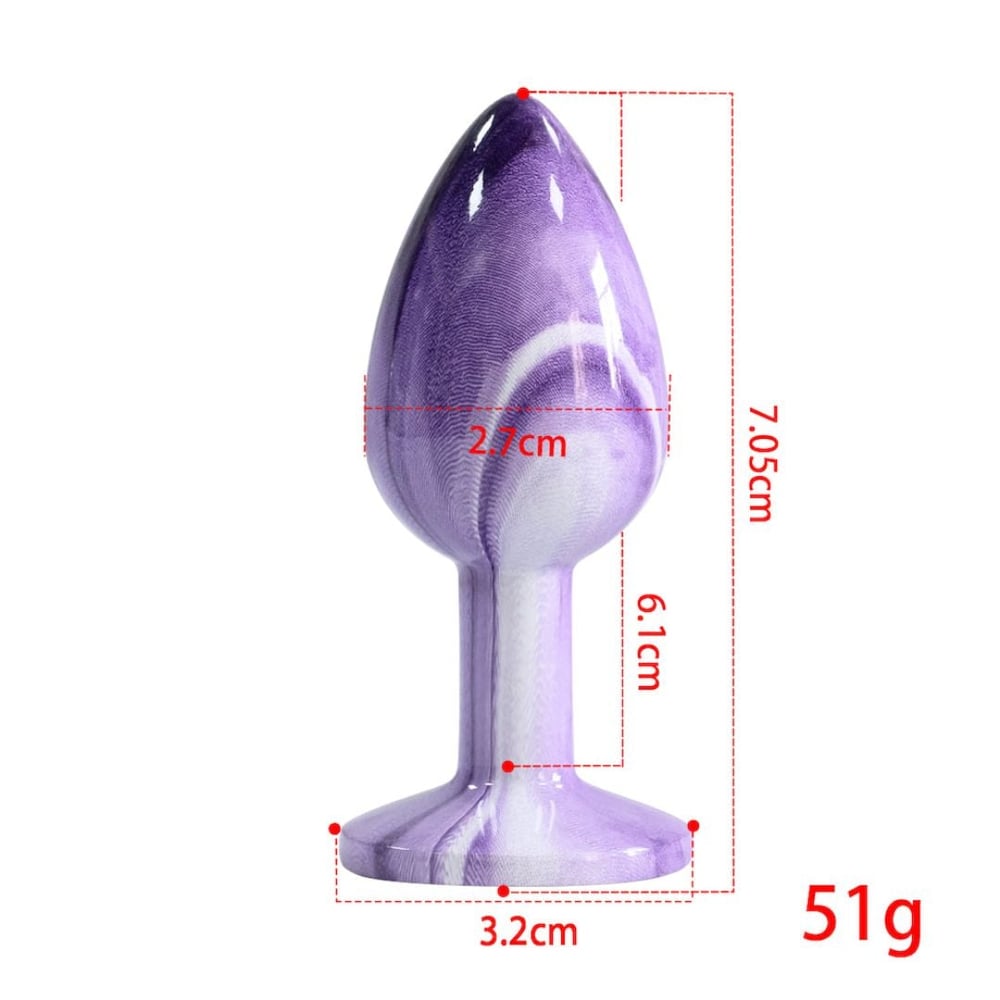 Plug Anal De Luxo Marbled Pequeno Em Acrílico Com Pedra Na Base