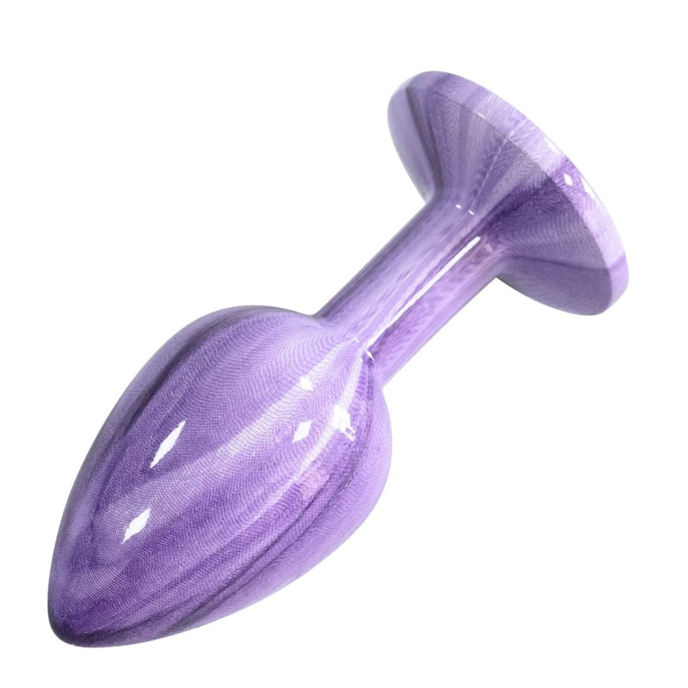 Plug Anal De Luxo Marbled Pequeno Em Acrílico Com Pedra Na Base