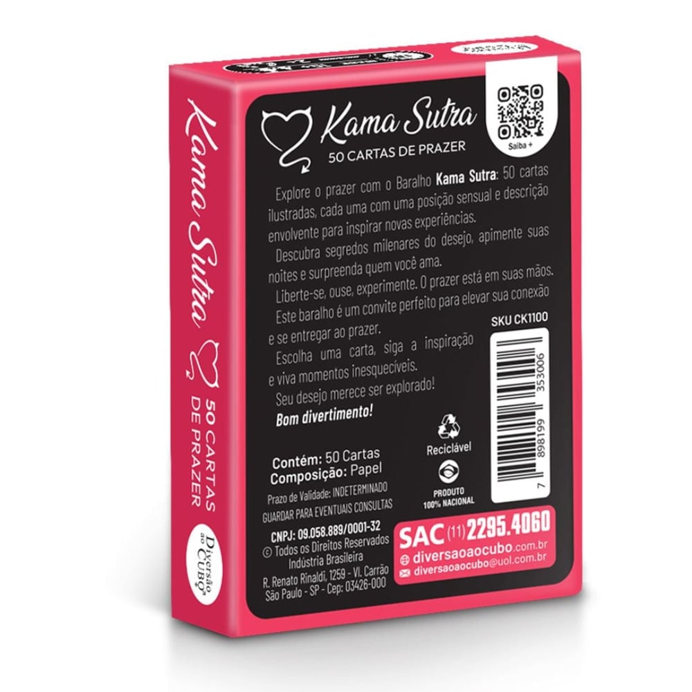 Baralho Kama Sutra 50 Cartas Diversão Ao Cubo
