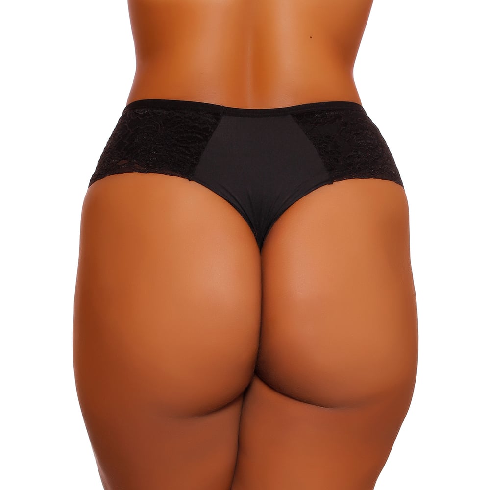 Calcinha Plus Size Fio Dental Duplo Laterais Renda Nayane