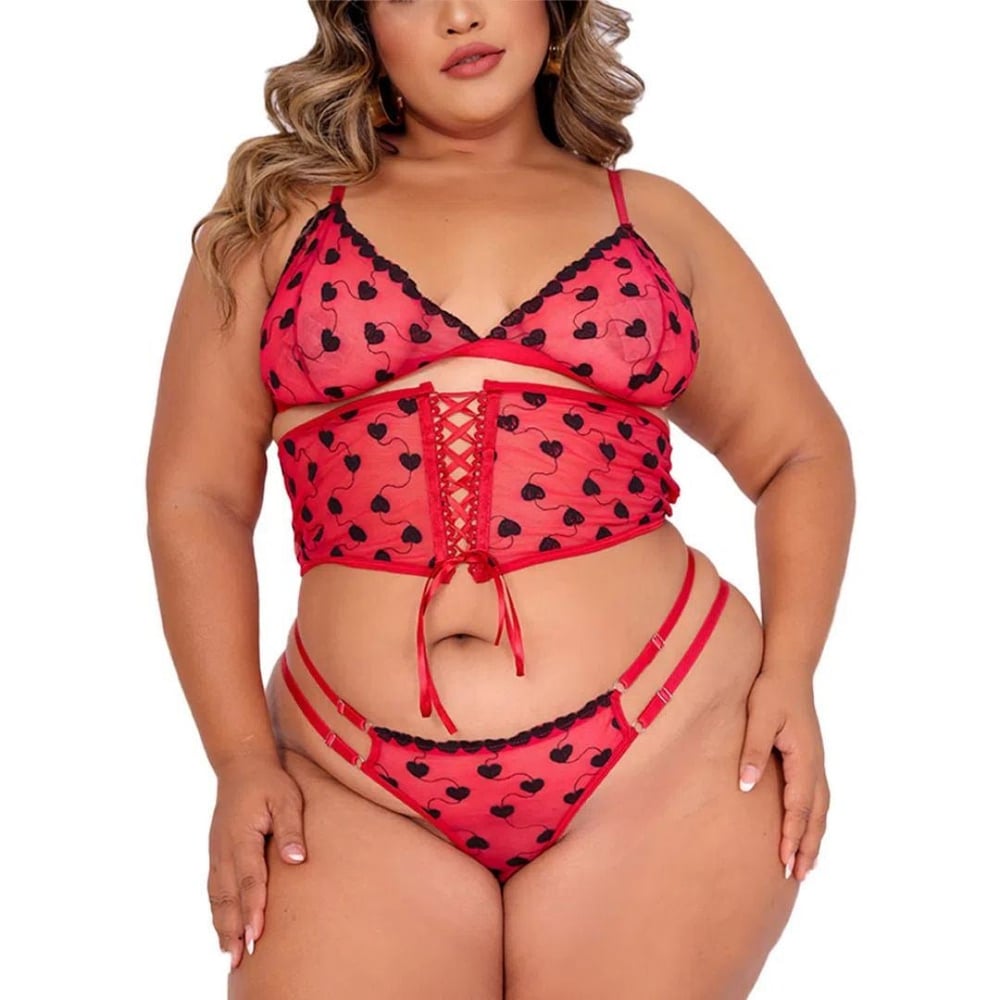 Conjunto Plus Size Amor Ardente Em Tule Tallyta Moda Apimentada