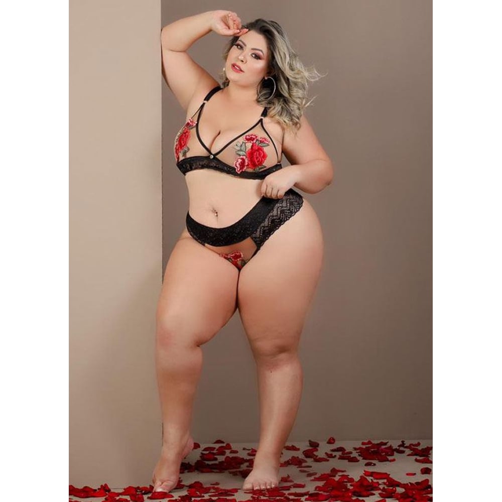 Conjunto Plus Size Mirna Em Tule Sensual Tallyta Moda Apimentada