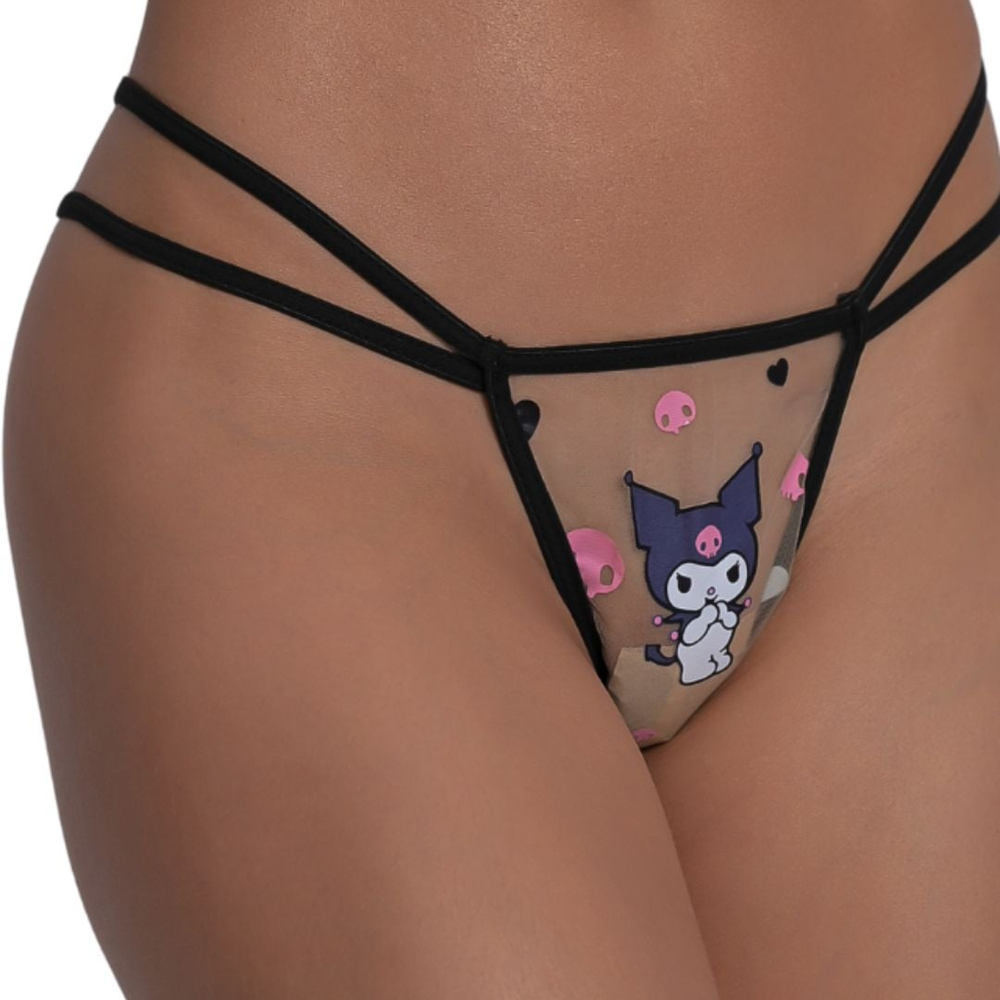 Calcinha Em Tule Hello Kitty Kuromi Pimenta Sexy