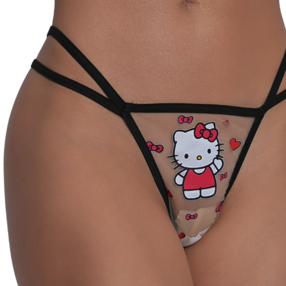 Calcinha Em Tule Hello Kitty Black Pimenta Sexy